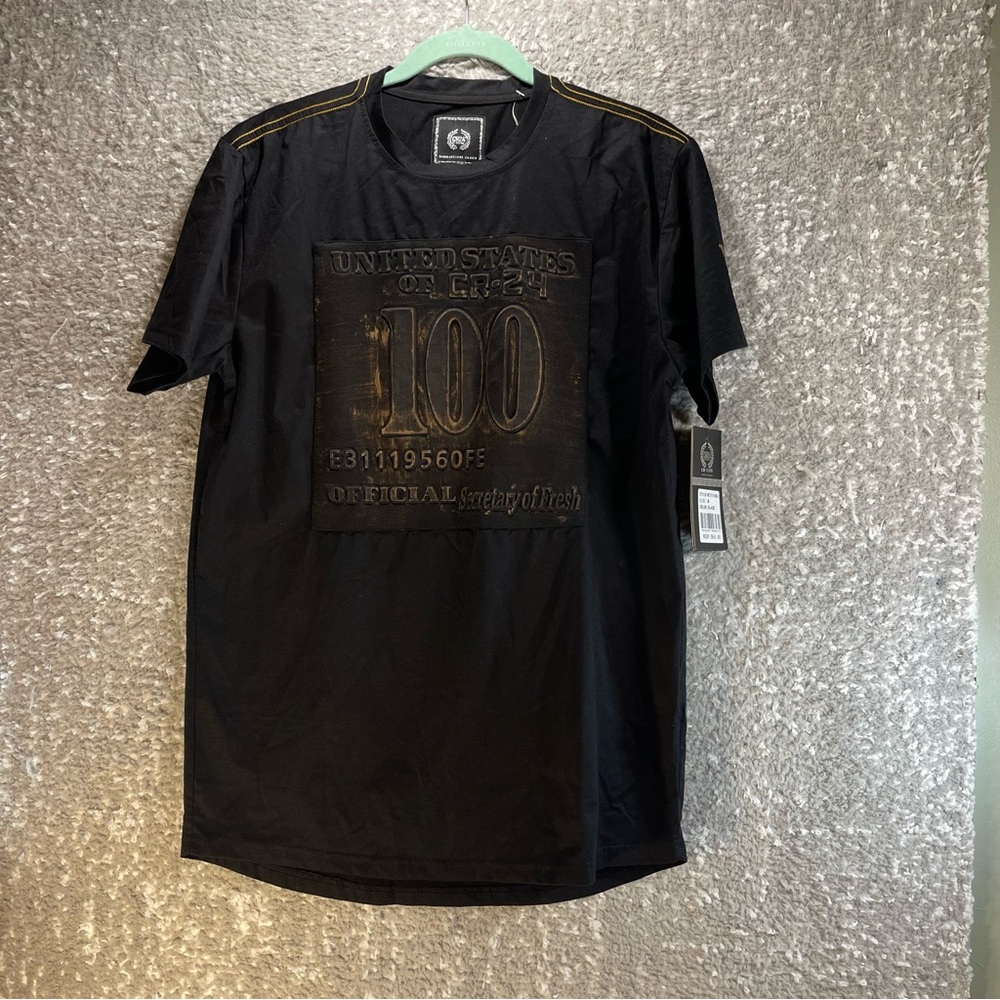 CR-24 Chrome Edge Black T Shirt  "United States 100" printed in Gold 3D M NWT